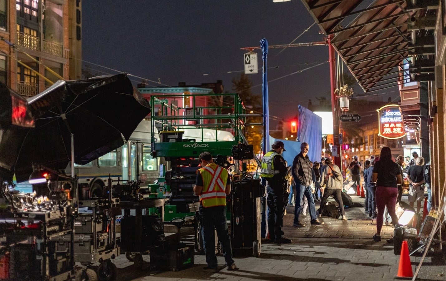 People working on a film set