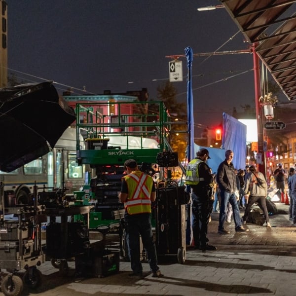 People working on a film set