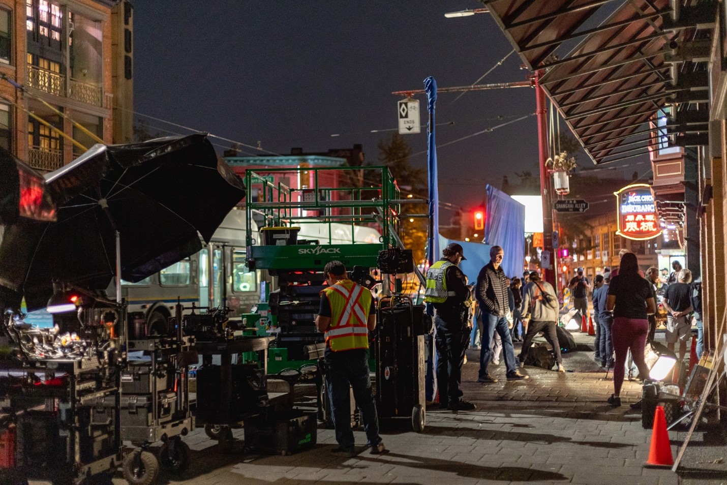 People working on a film set