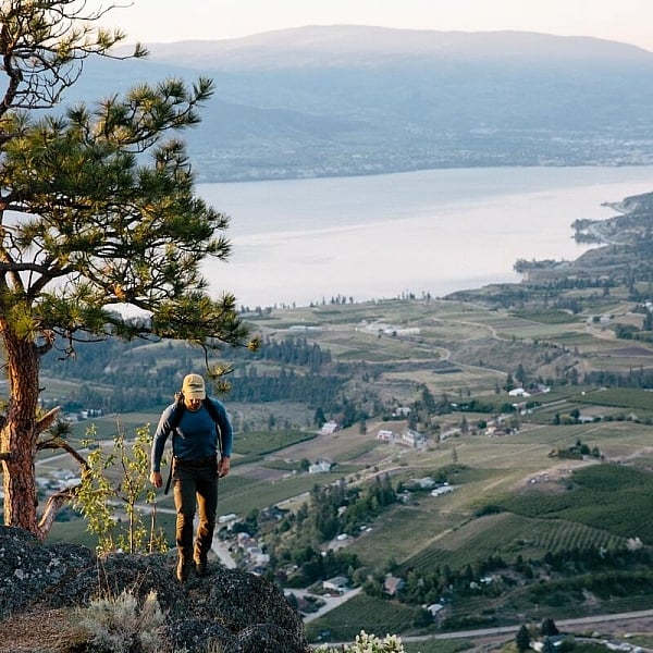 Early morning hike up Giant's Head Mountain above the town of Summerland and Okanagan Lake