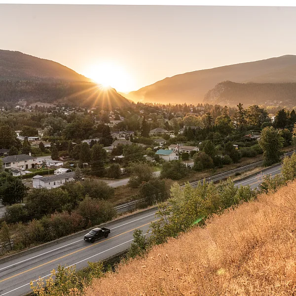 Touring Highway 3 at the city of Castlegar.
