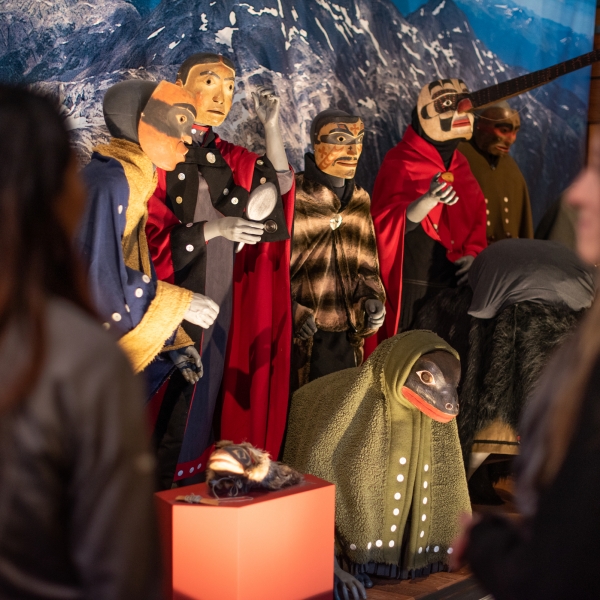 Visitors view ceremonial objects and cultural treasures of the Nisga'a Nation at the