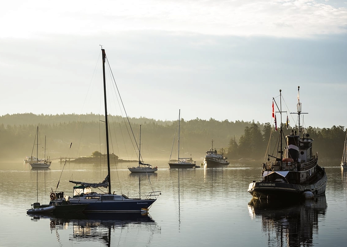 Botes frente a la costa en Salt Spring Island | Reuben Krabbe
