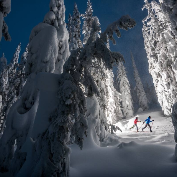 Cross-Country skiing at night at Silver Star Mountain Resort