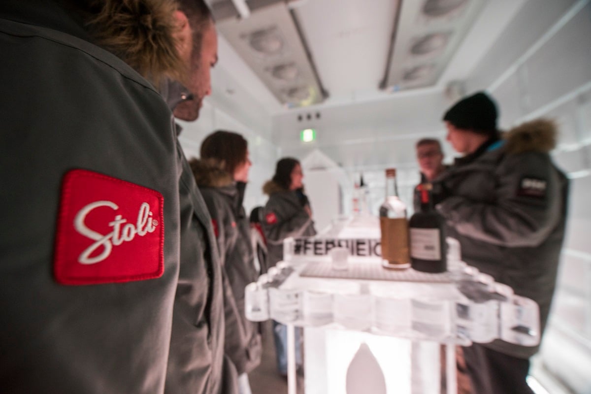 Patrons inside the Ice Bar in Fernie