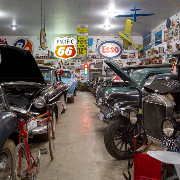 Antique car collection at the Fort Nelson Heritage Museum.