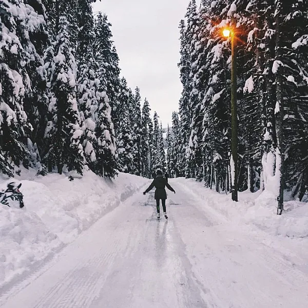 The 1 km (0.6 mi) skating loop at Apex Mountain Resort.