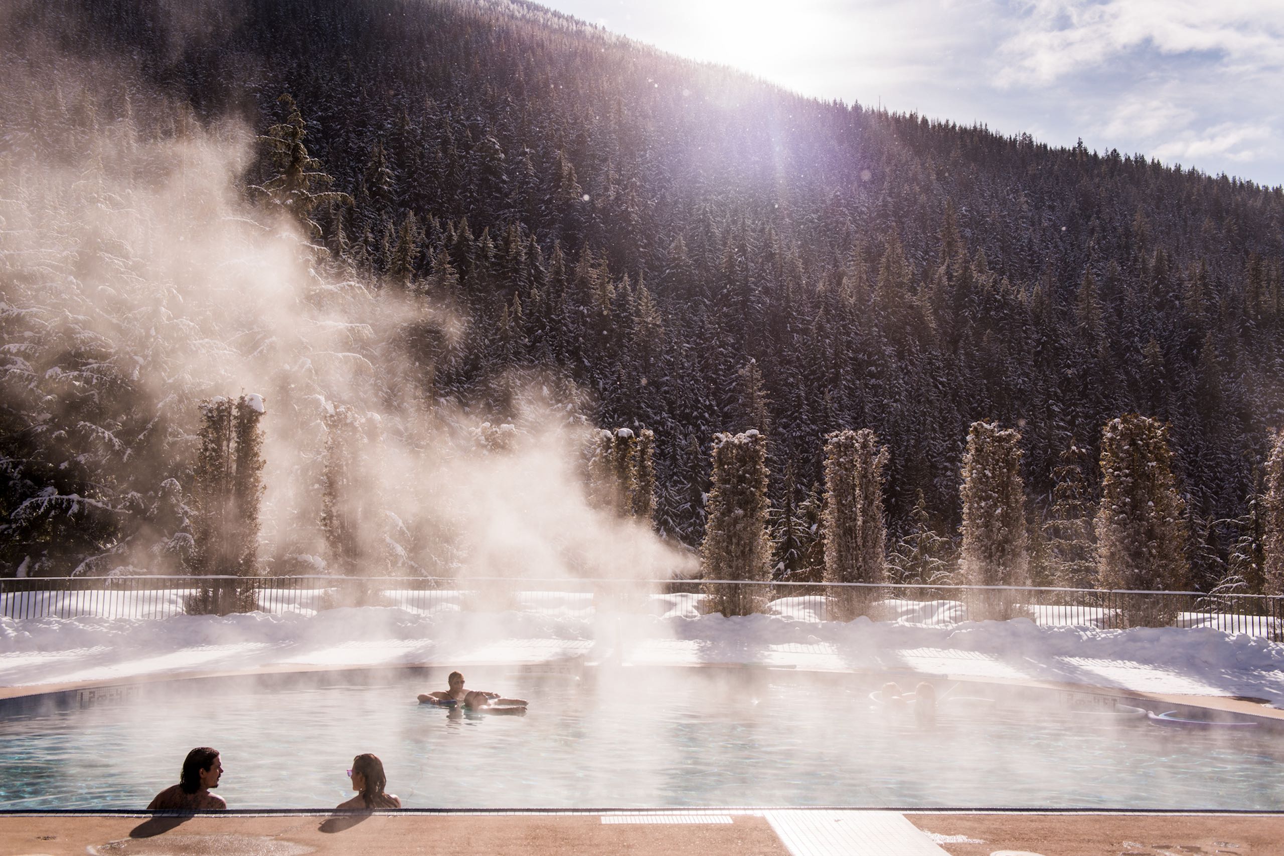 People relaxing in the hot springs