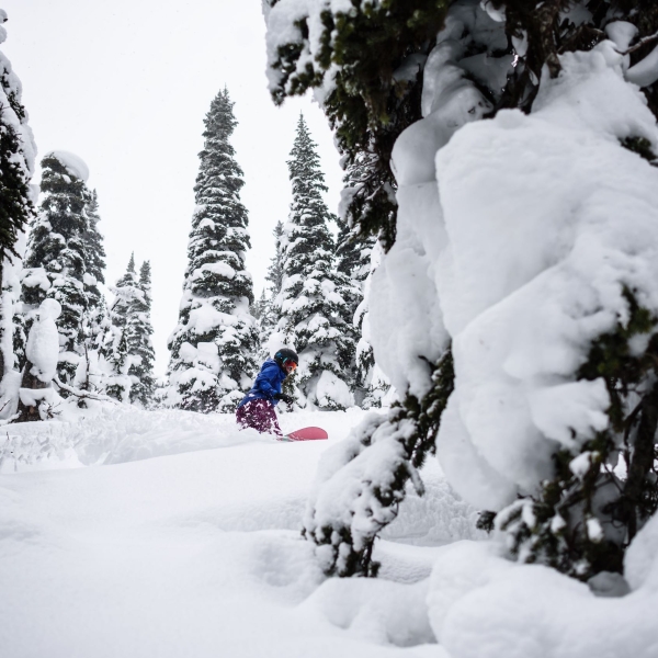 Un snowboarder en el Powder King Mountain Resort