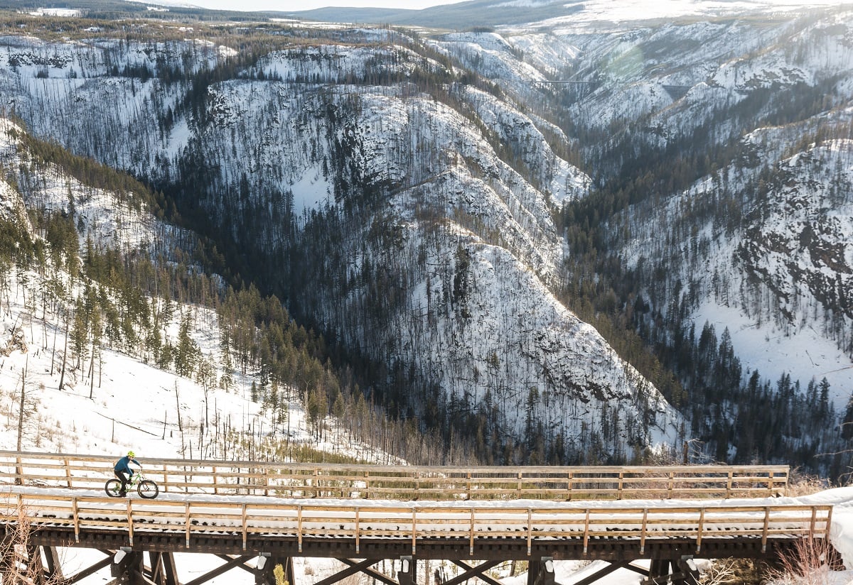 Fat Biking along the Kettle Valley Rail Trail in the Thompson Okanagan