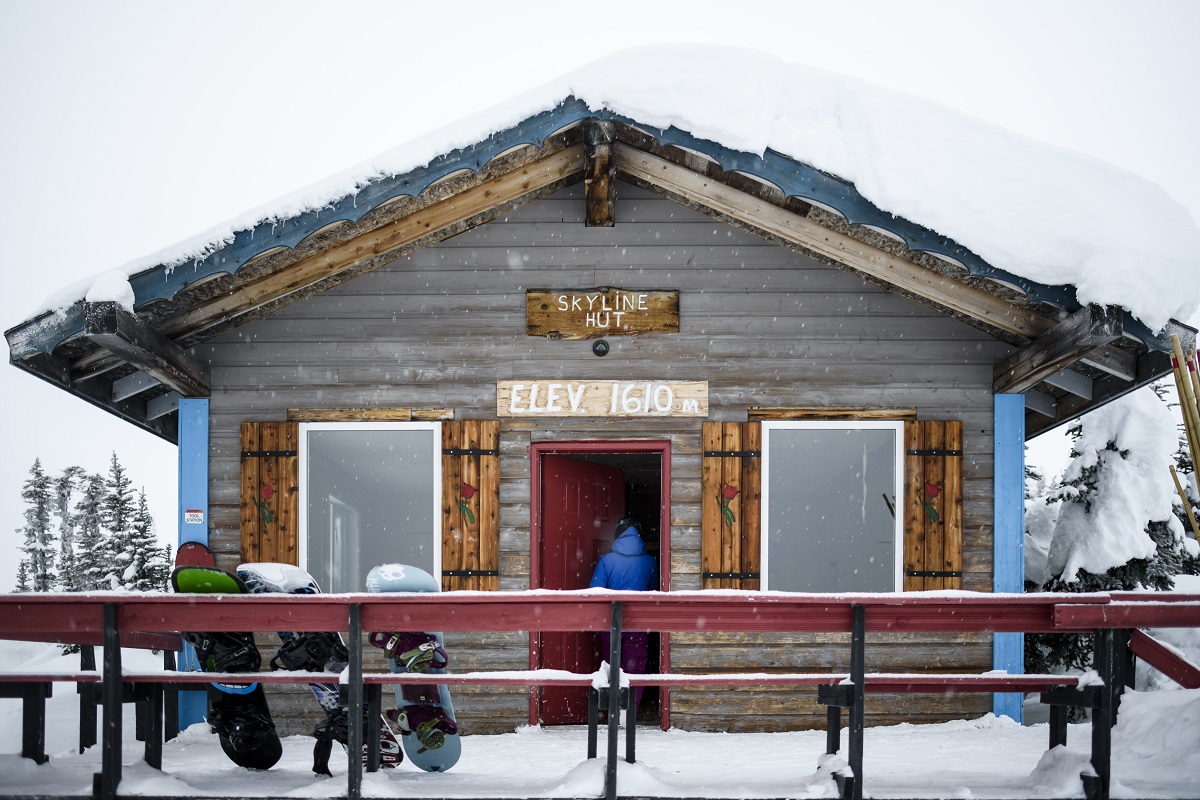 people taking a break at the skyline hut