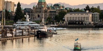 Ferry in Victoria Inner Harbour in BC, Canada