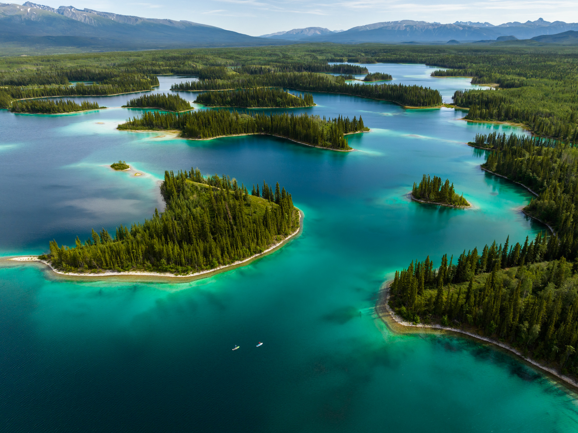 View of a lake with small islands