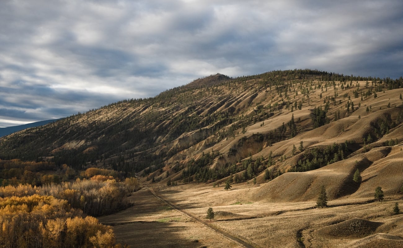 Aerial view of the Painted Hills outside Cache Creek.