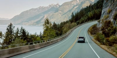 Driving on the Sea-to-Sky highway near Horseshoe Bay