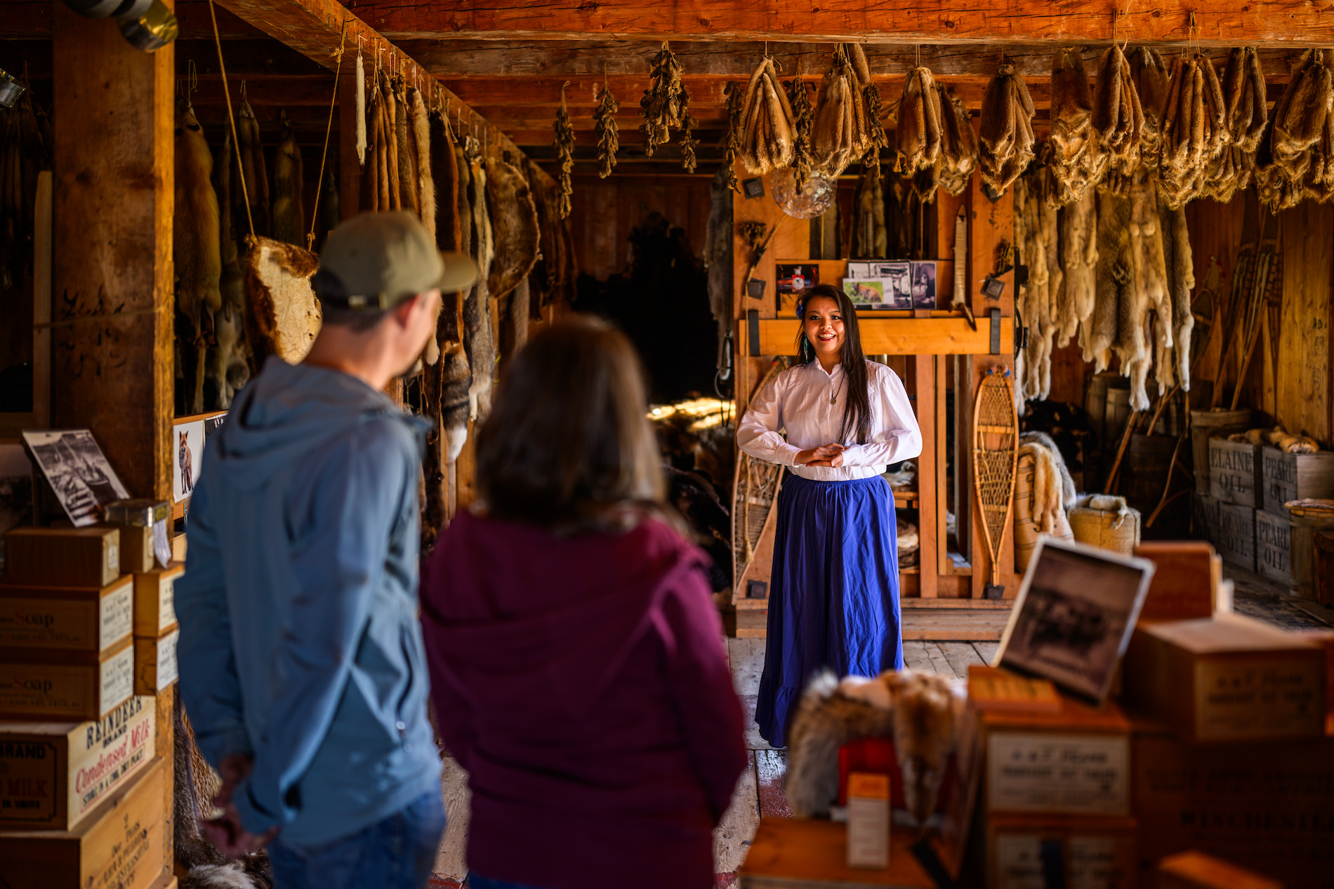 People in a building with historic objects