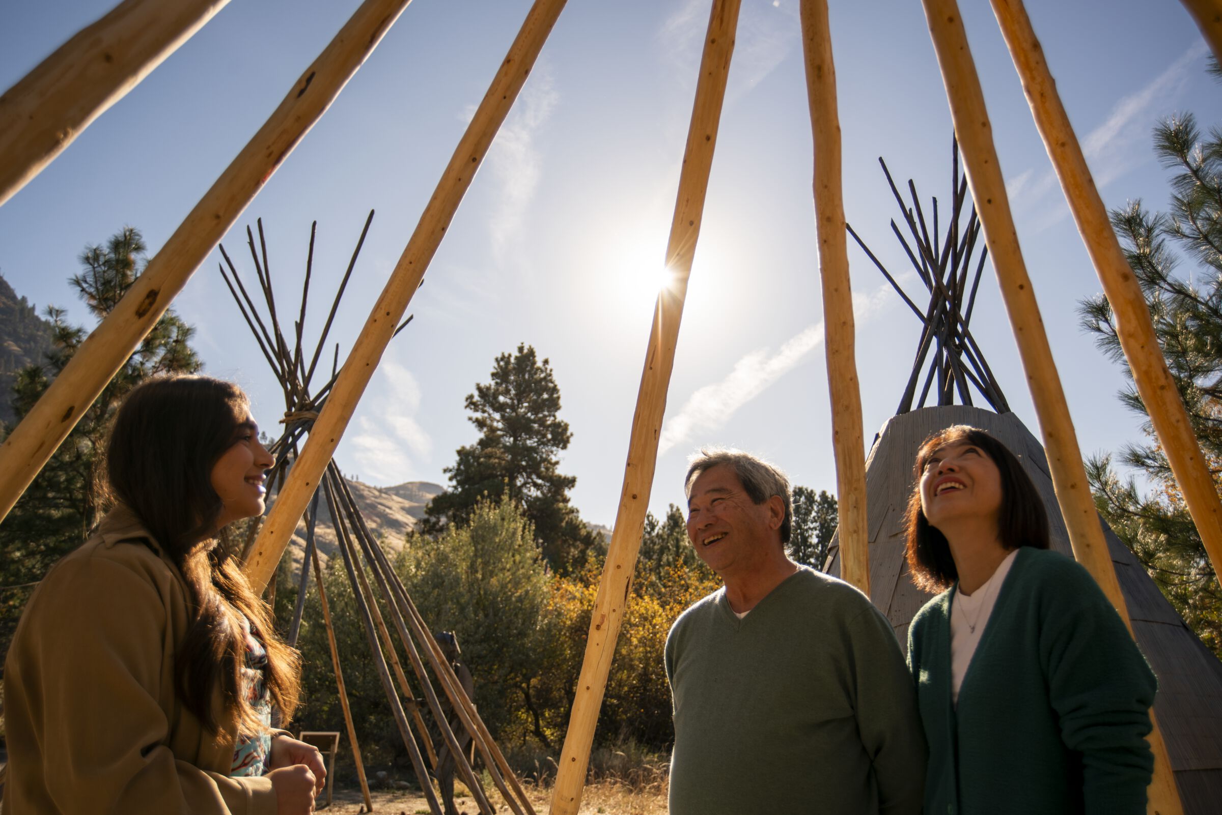 Two people taking a guided tour at the Nk'Mip Desert Cultural Centre in Osoyoos.