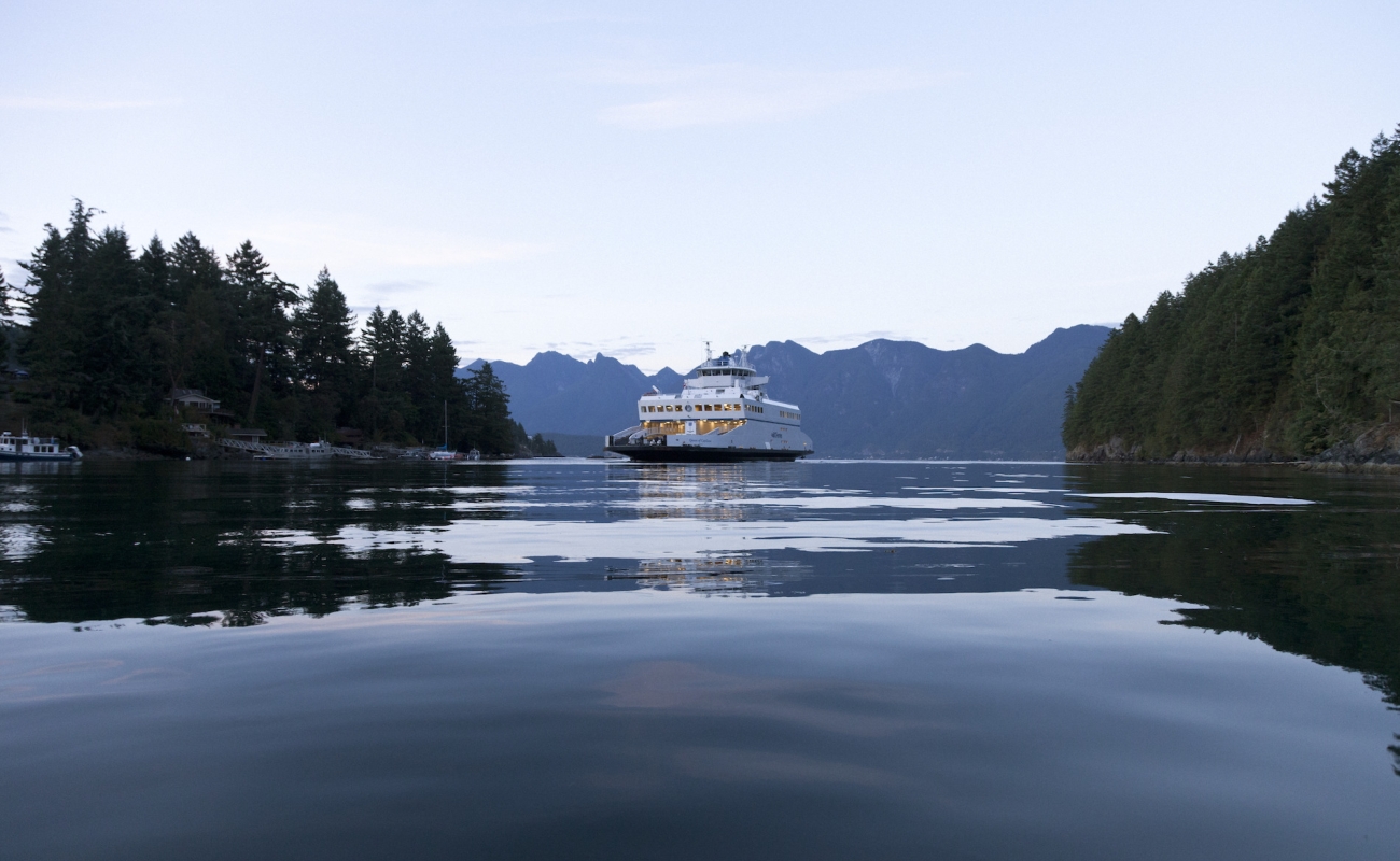 A ferry on the water