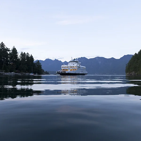 A ferry on the water