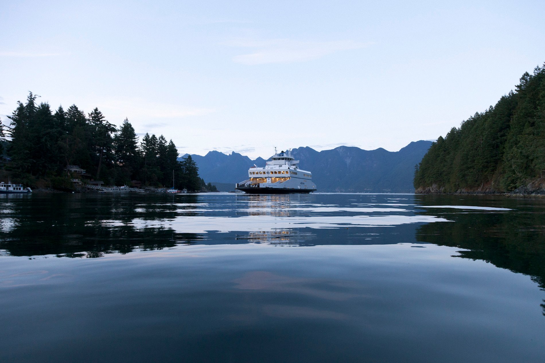 A ferry on the water