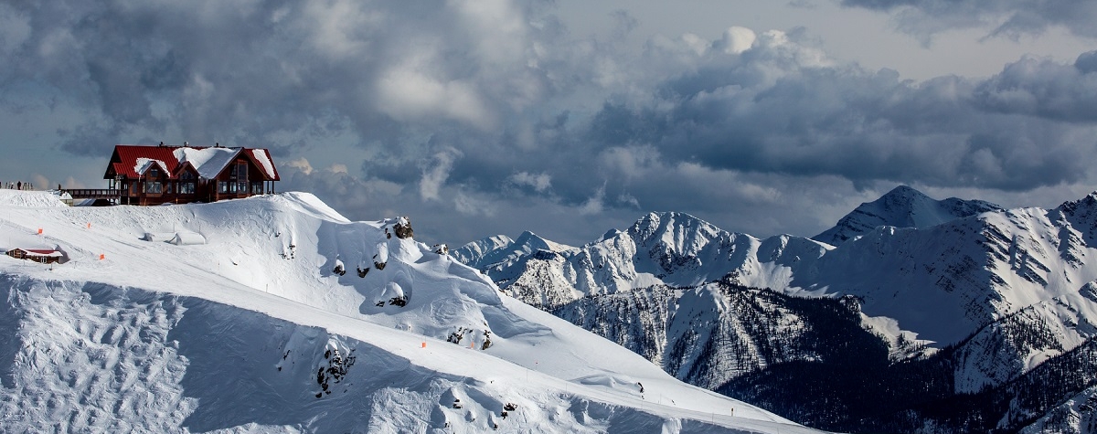 Snowy mountain views from the top of Kicking Horse Mountain Resort