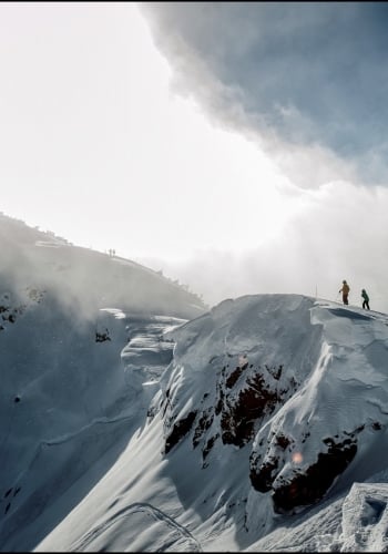 Skiers in Revelstoke, BC