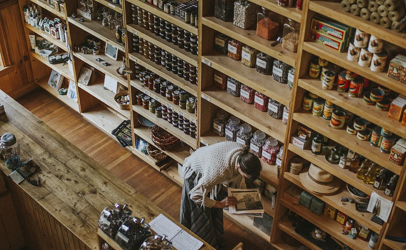 Woman organizing a store