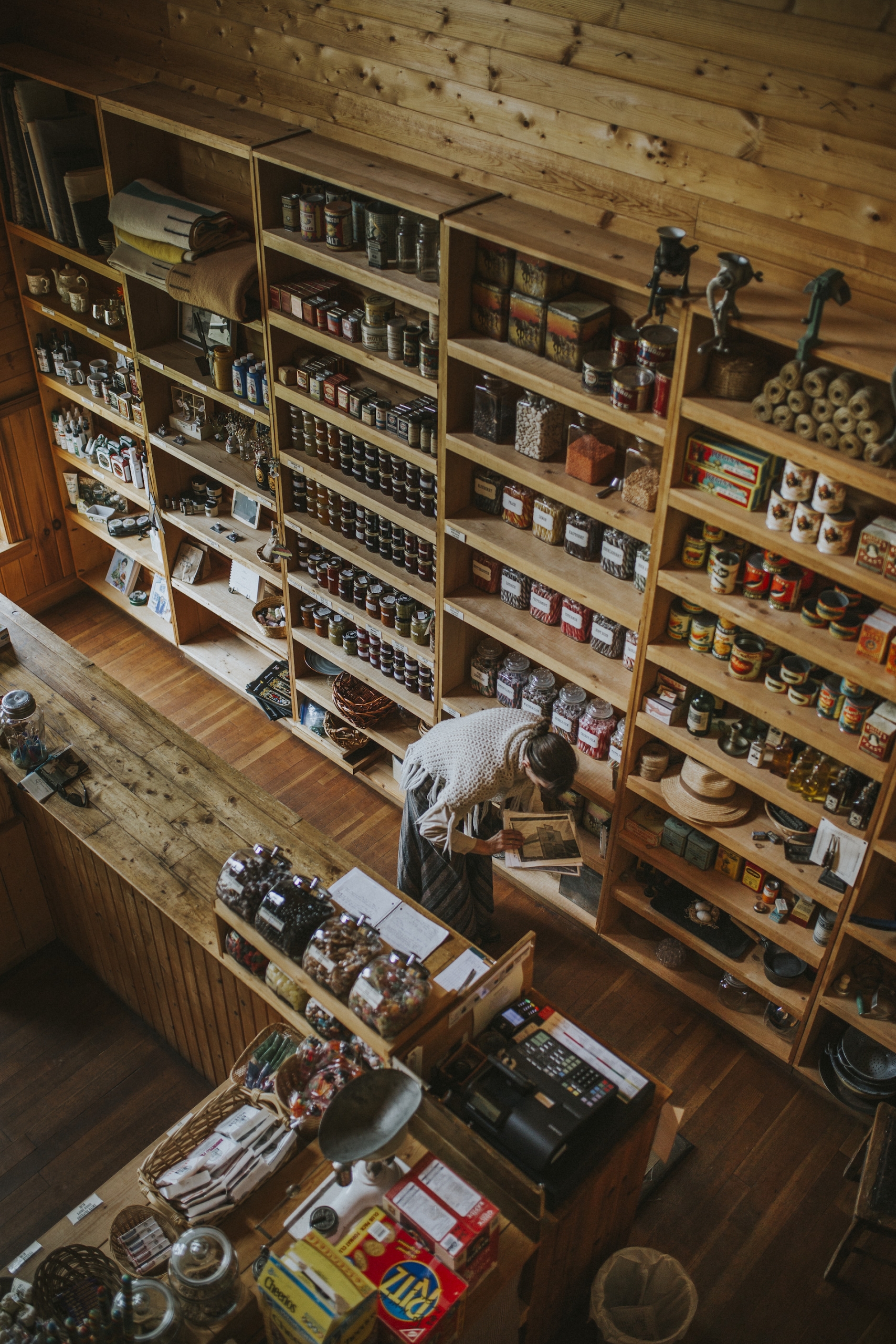 Woman organizing a store