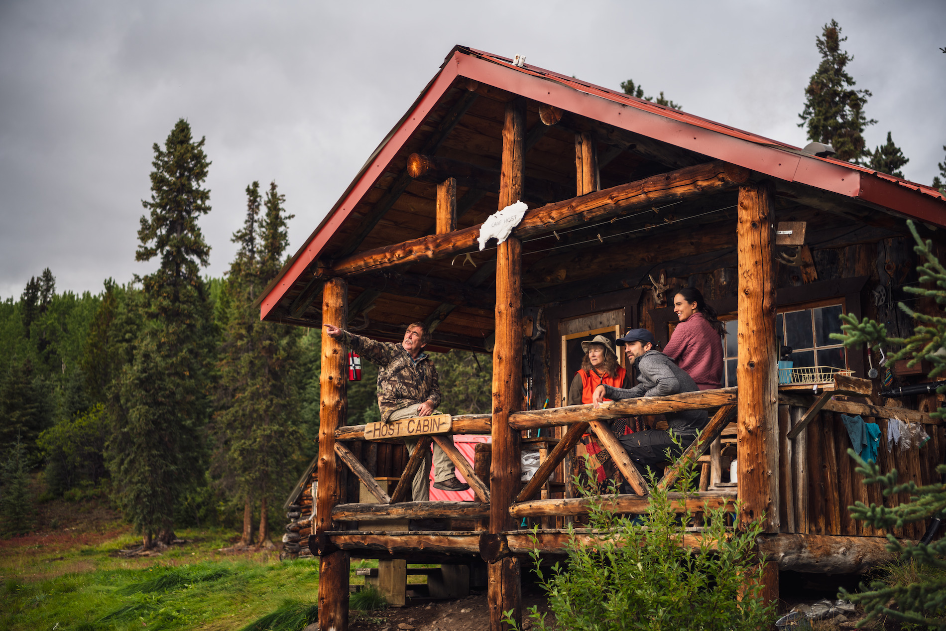 Group of people standing in a cabin