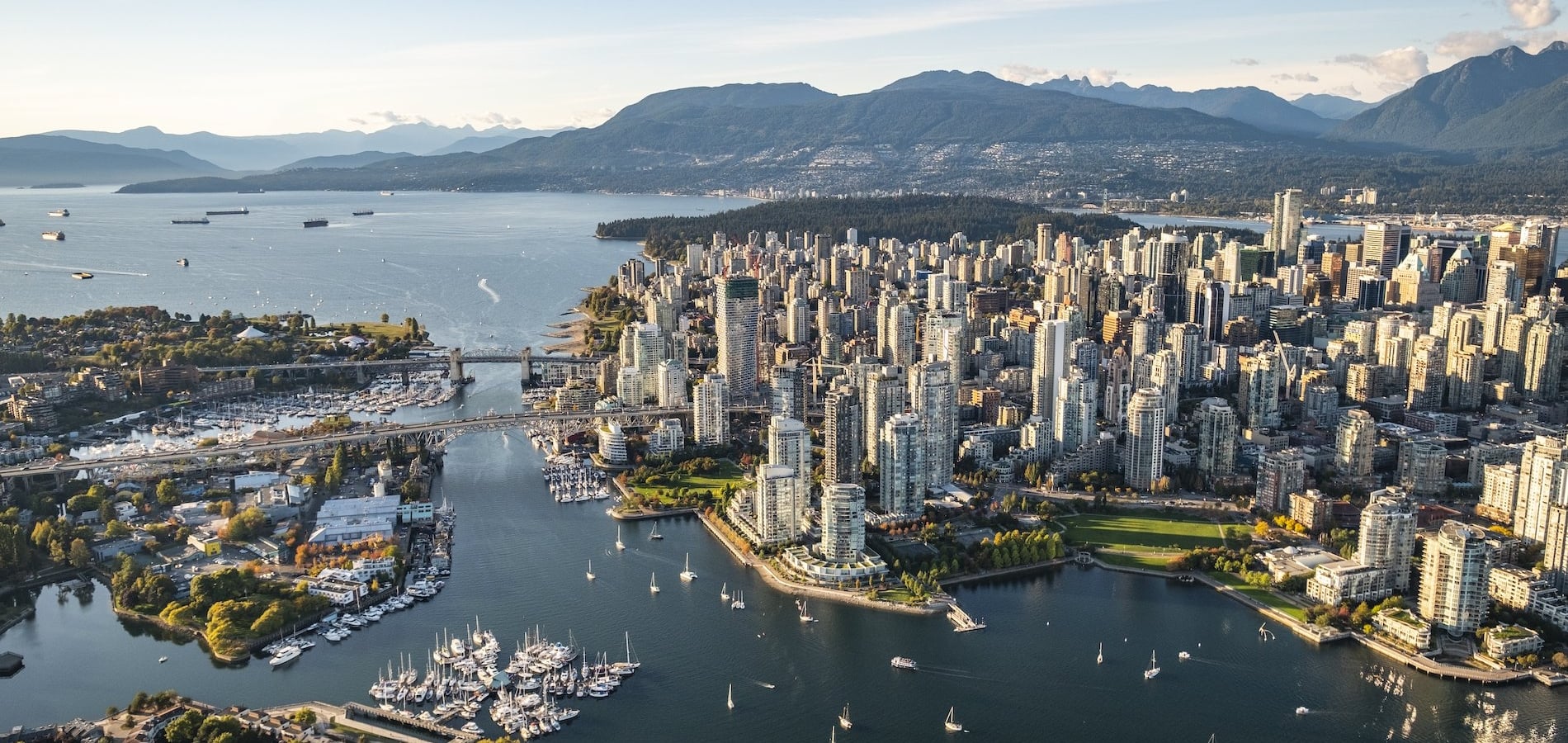 Aerial photo of downtown Vancouver | Destination Vancouver/Albert Normandin