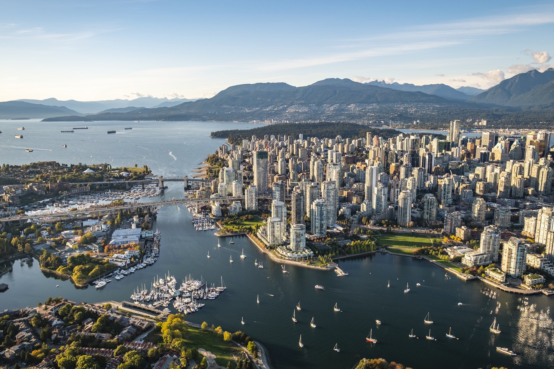 Aerial photo of downtown Vancouver | Destination Vancouver/Albert Normandin