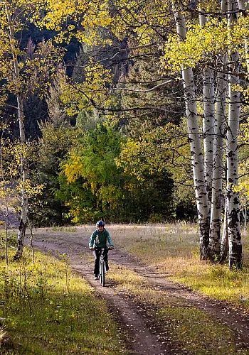 Ciclismo en China Ridge Trails, Princeton. Hojas de otoño.