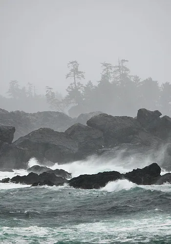 Storm watching near Amphitrite Lighthouse in Ucluelet. Wild Pacific Trail.