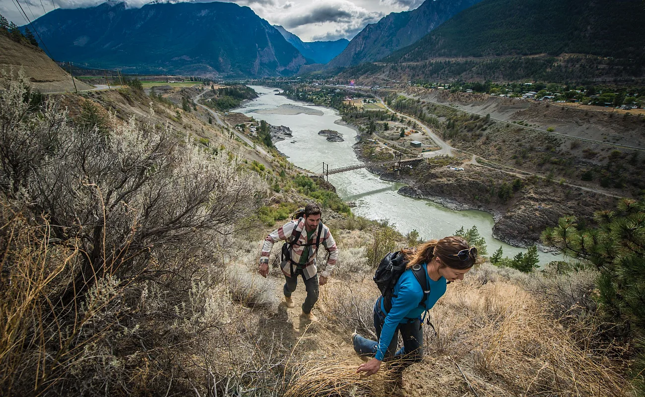 Hiking up the river banks of the Fraser River in Lillooet