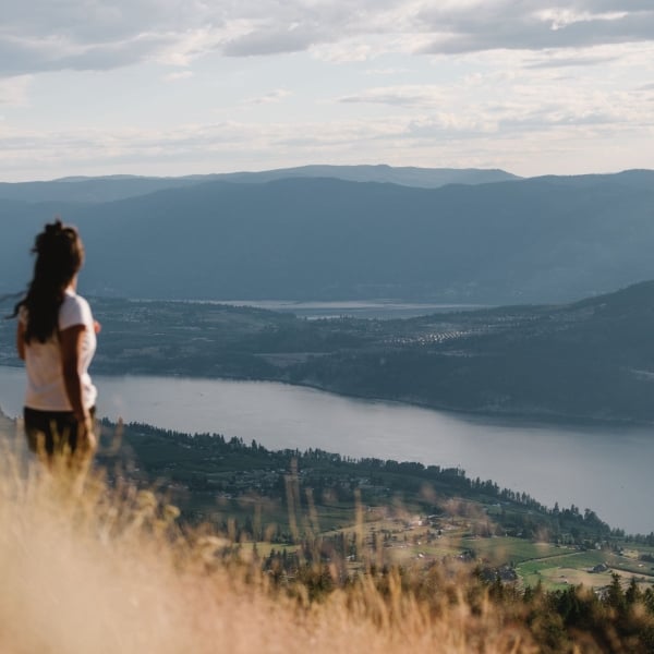 Person on a trail at the Oyama Lookout