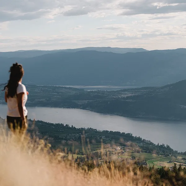 Person on a trail at the Oyama Lookout