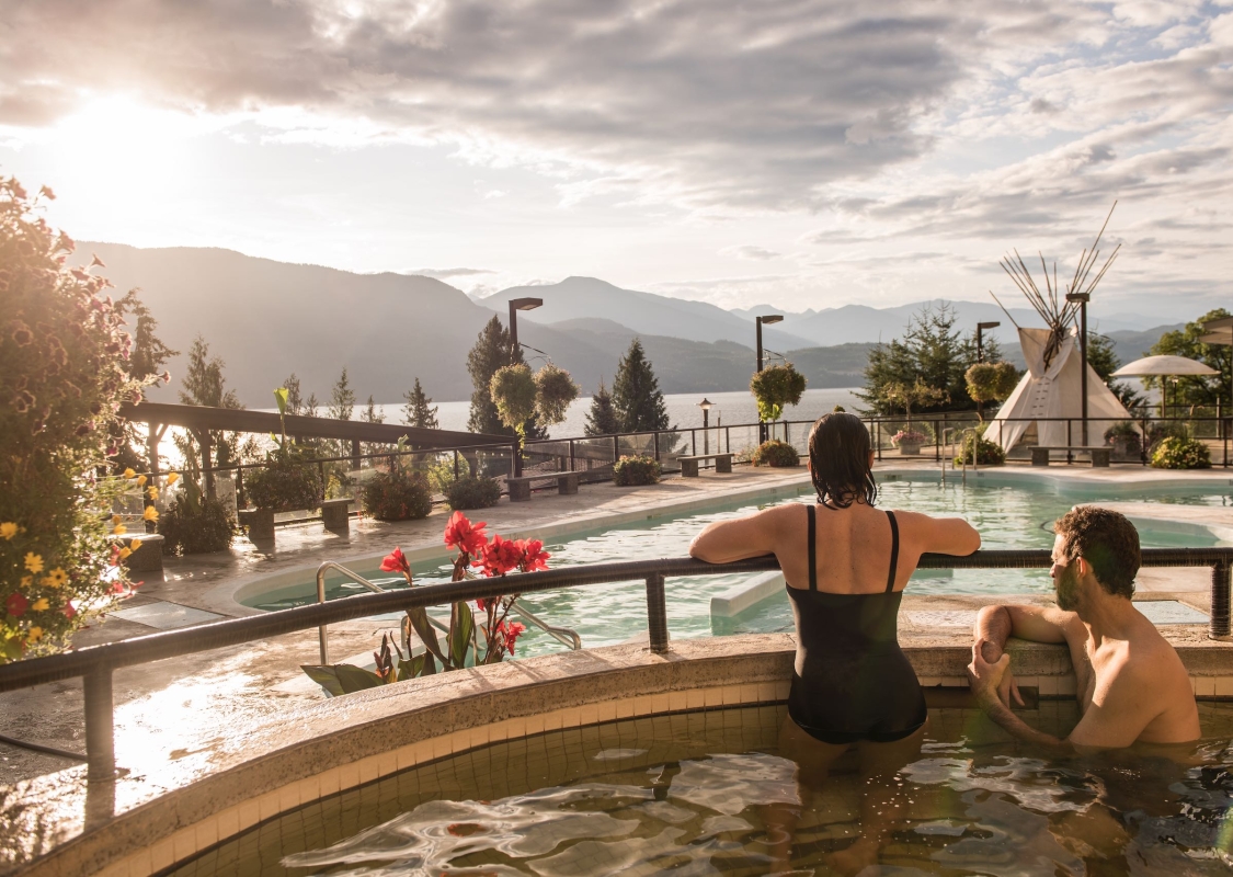 A couple in Ainsworth Hot Springs