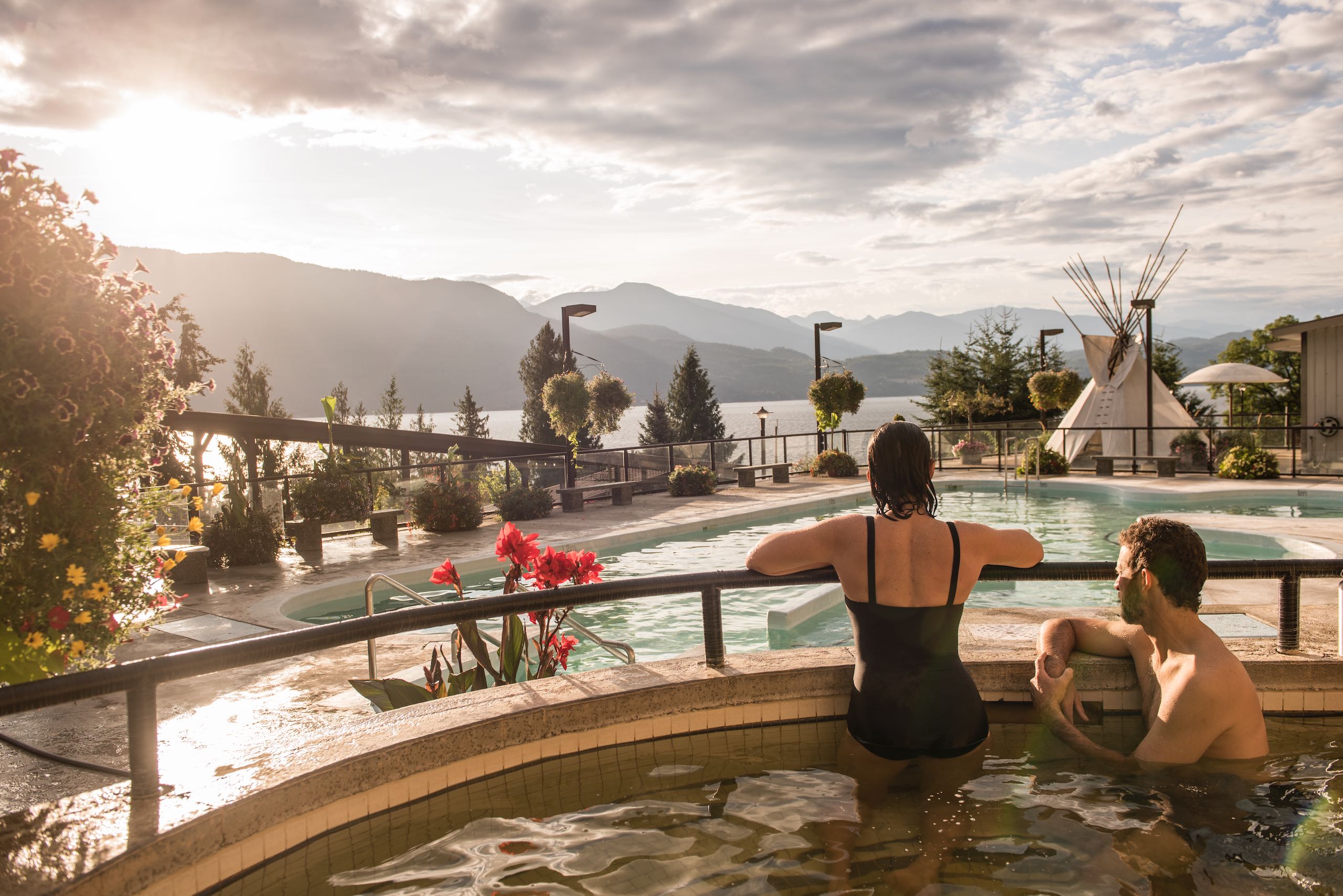 A couple in Ainsworth Hot Springs