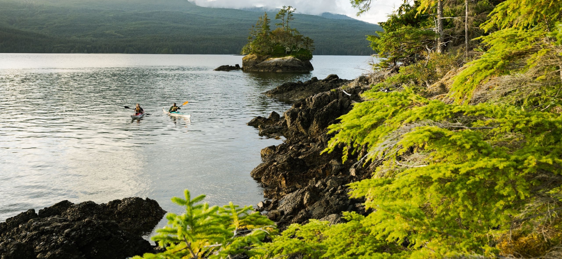 Kayaking near Daajing Giids in Haida Gwaii.
