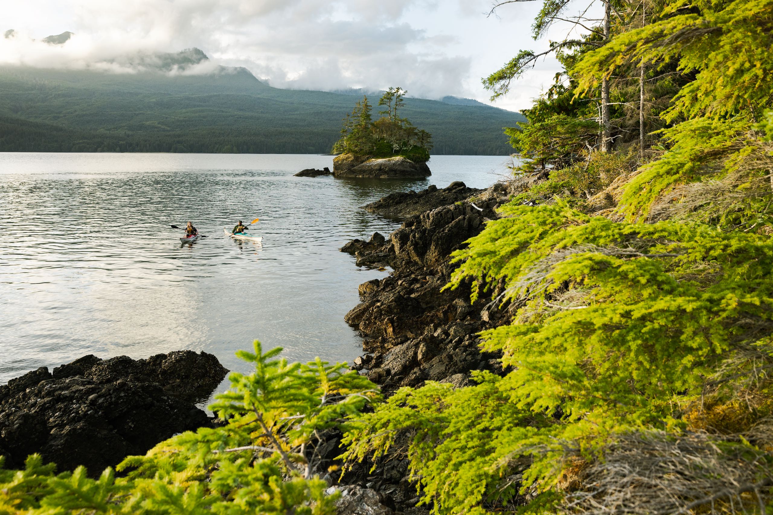 Kayaking near Daajing Giids in Haida Gwaii.