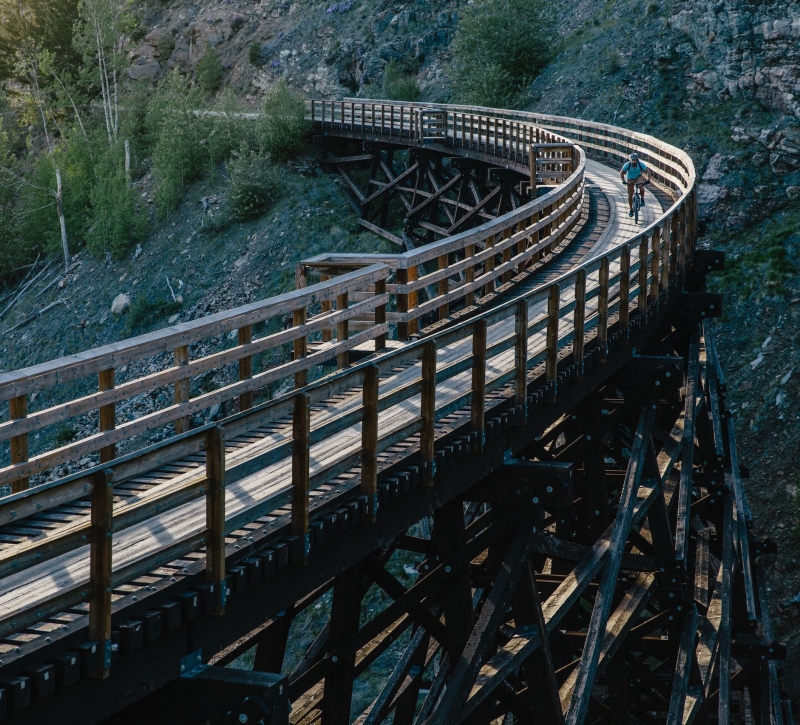Cycling the Myra Canyon section of the Kettle Valley Railway near Kelowna