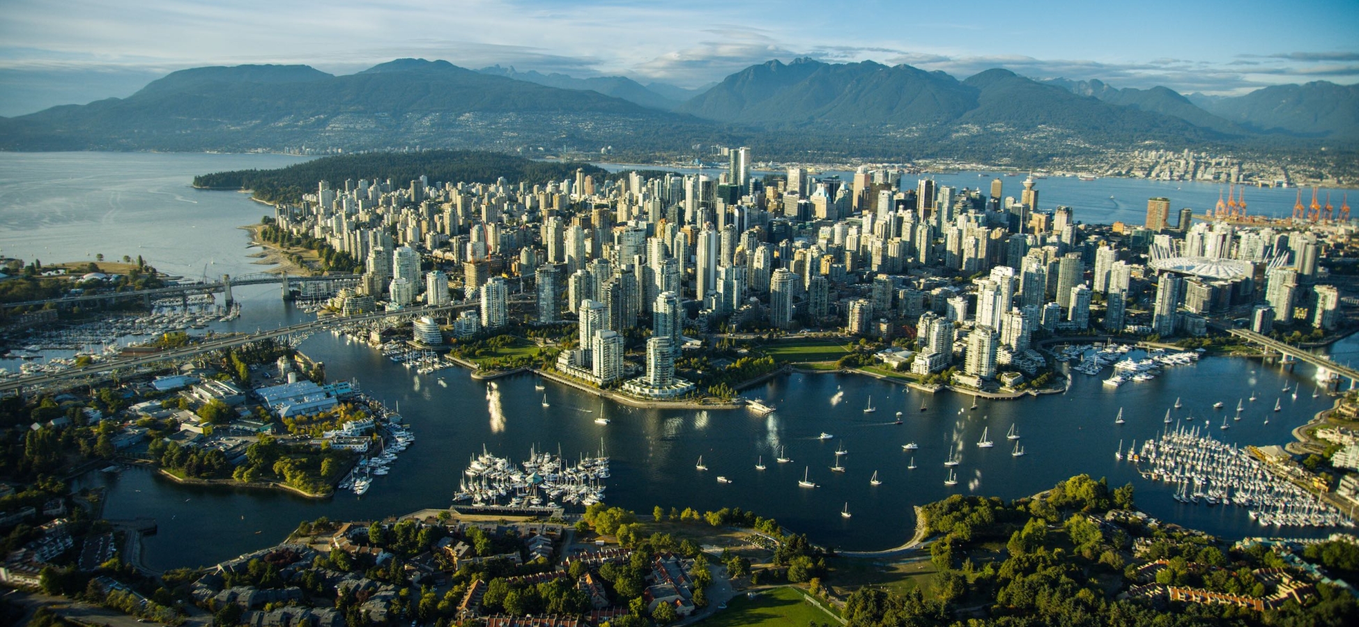 Aerial views of city and downtown
