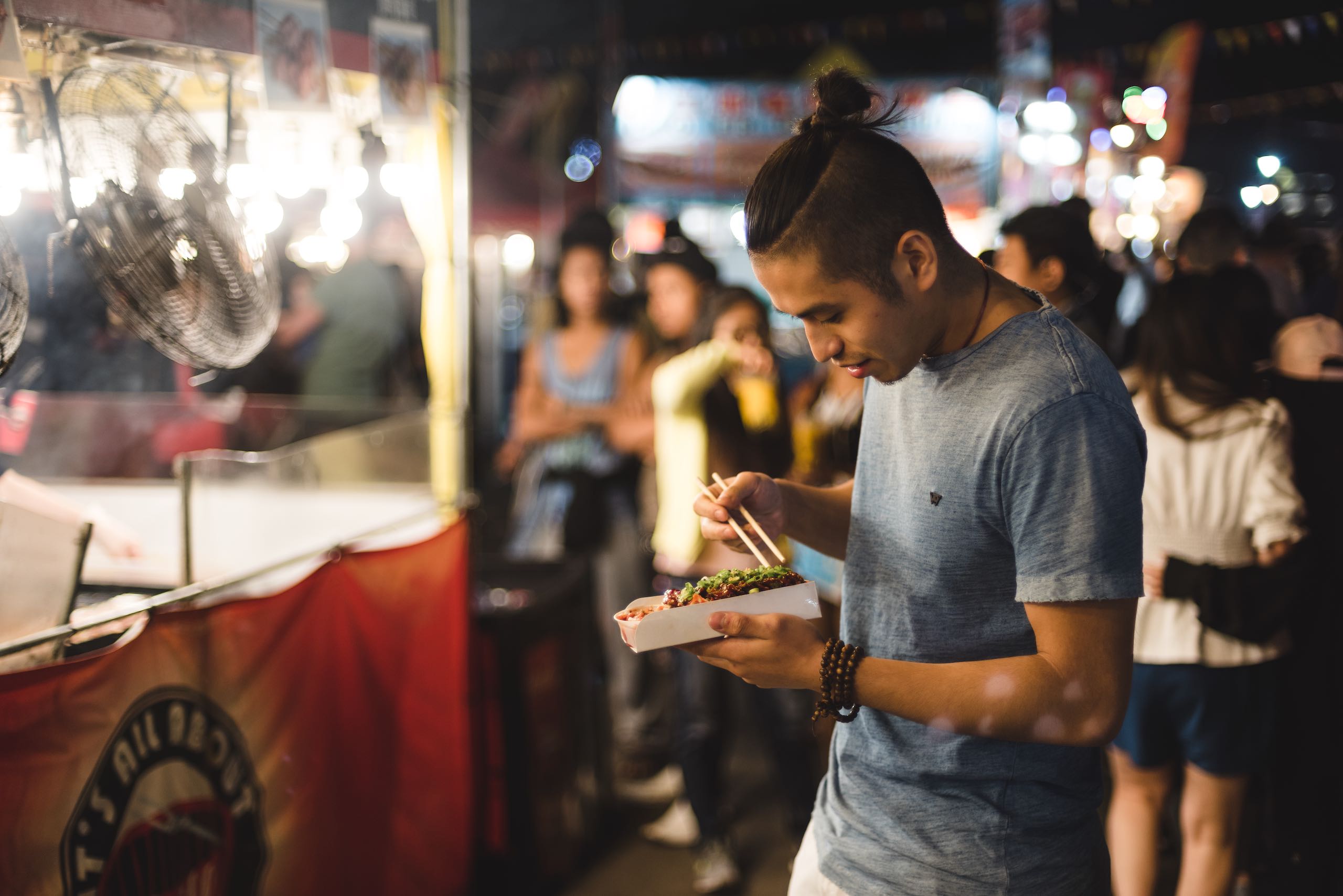 Attendee at the Richmond Night Market in Richmond, BC