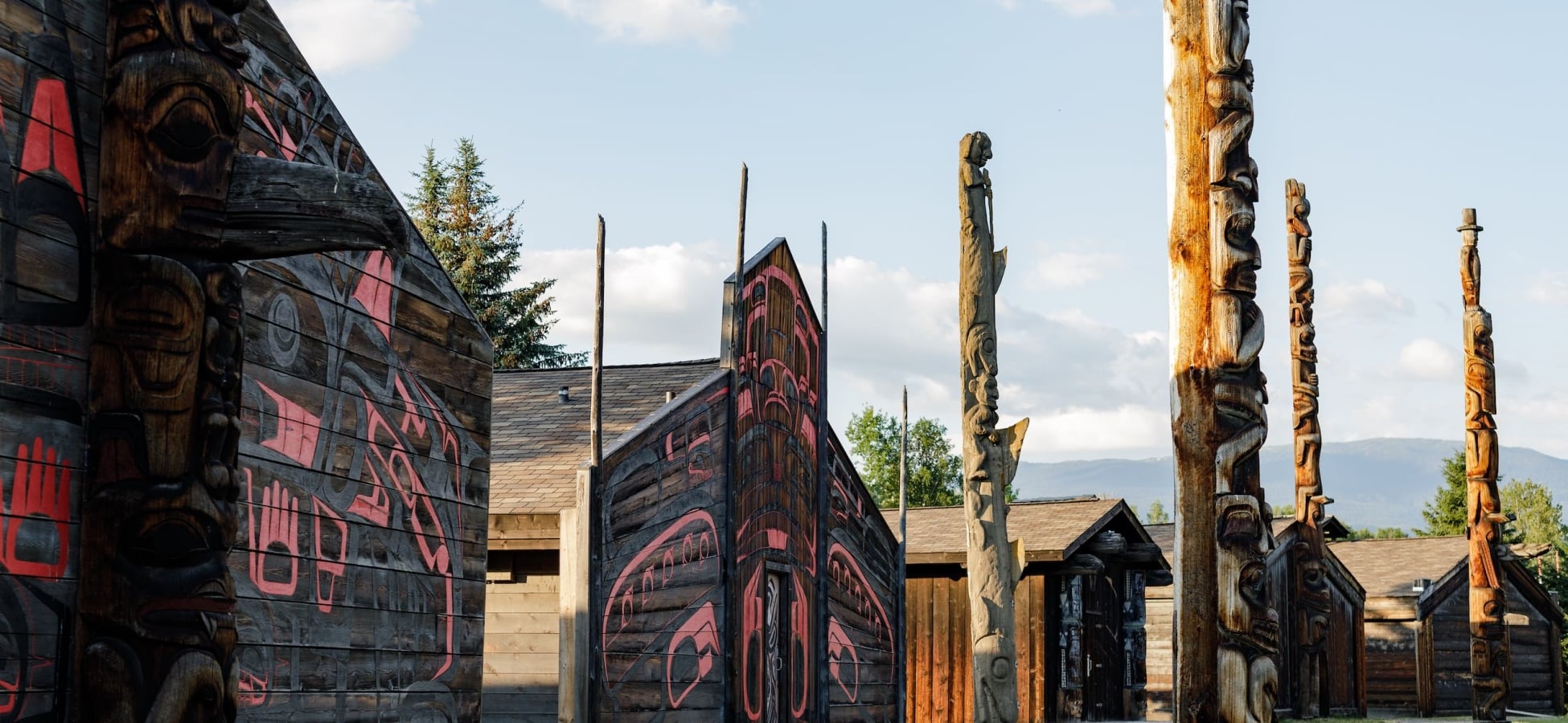Totem poles and longhouses in Ksan.