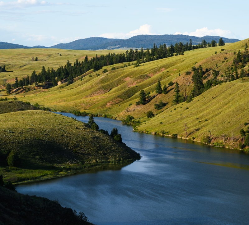 Grasslands surround the Napier Lake in the Nicola Valley