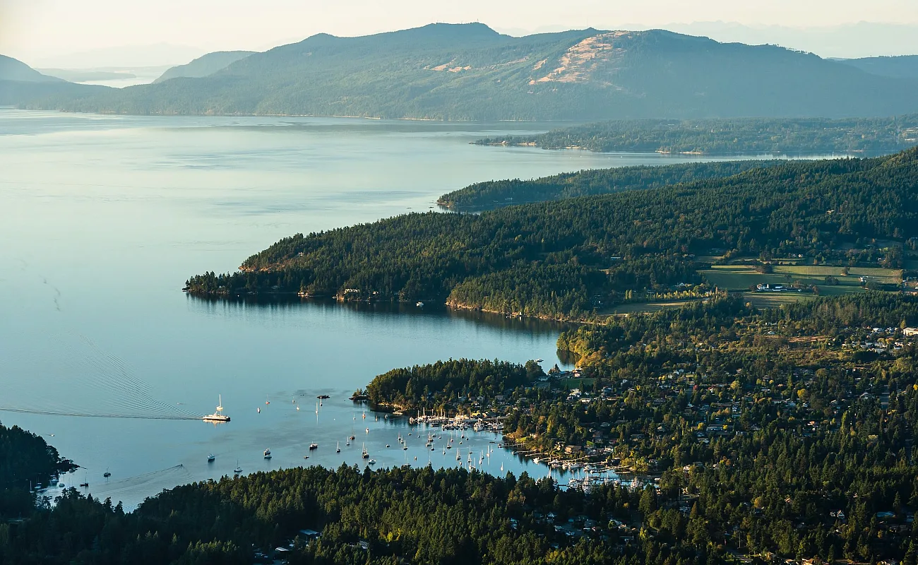 Aerial shot of Brentwood Bay