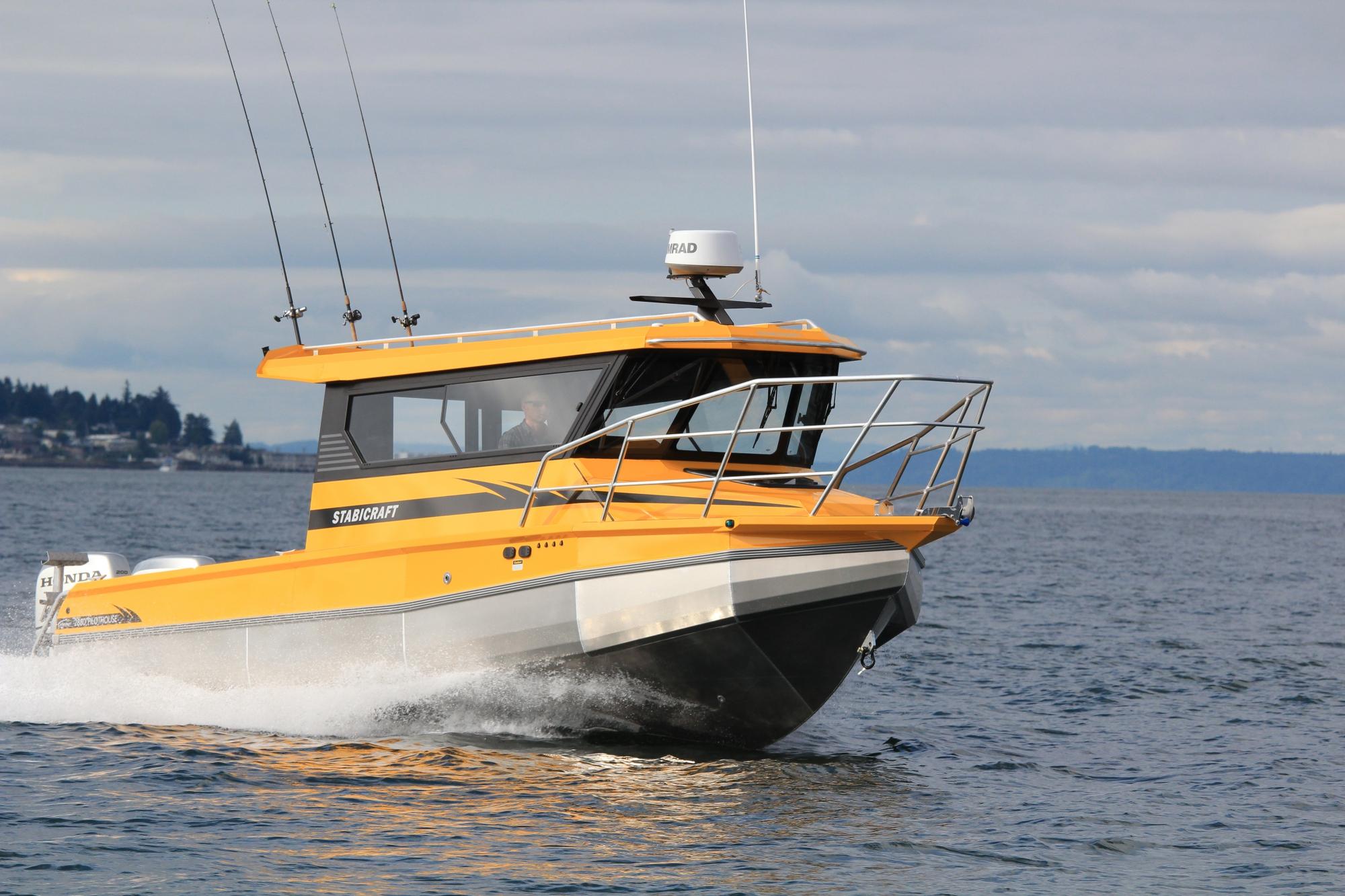 A yellow boat on the water