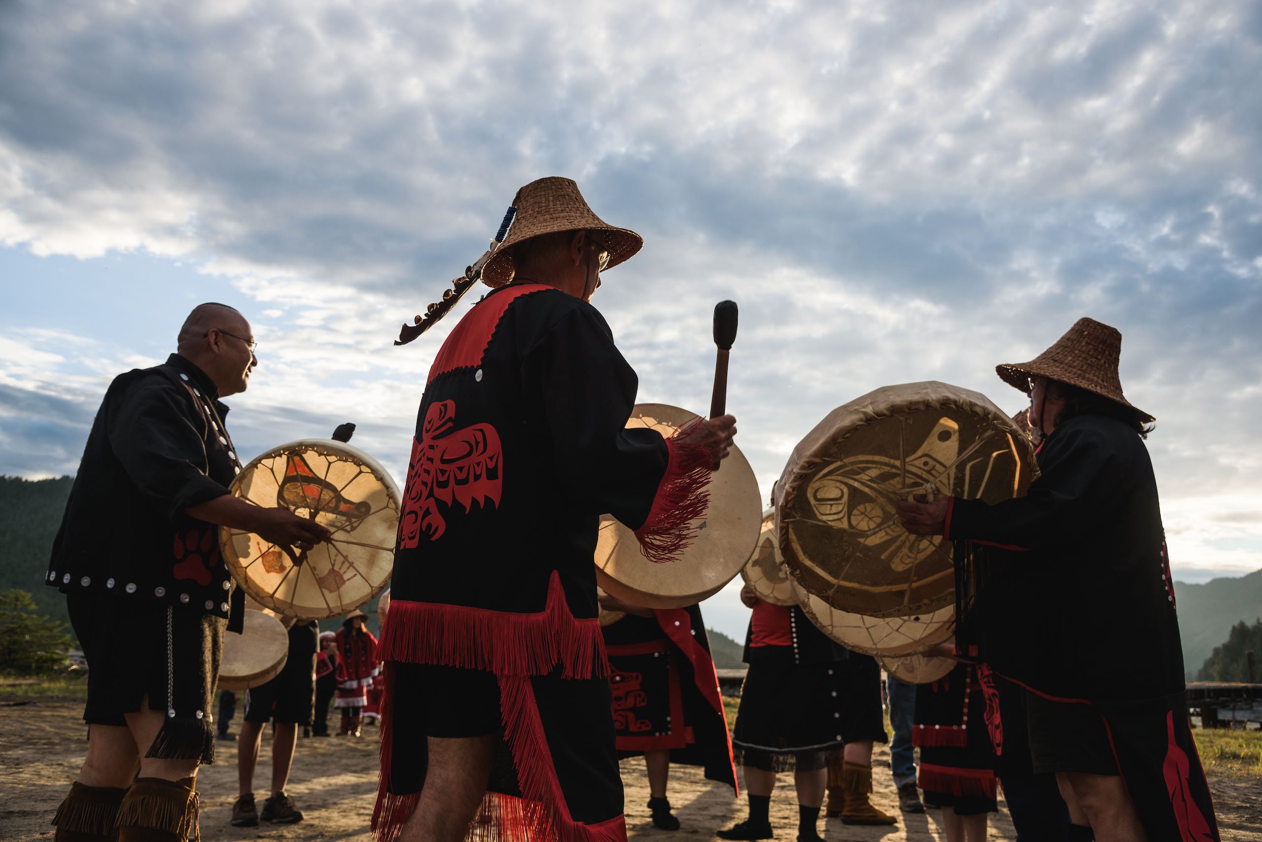 The Gitmaxmak'ay Nisga'a Dancers and the Wii Gisigwilgwelk (Big Northern Lights) Dancers at the Cassiar Cannery in Port Edward