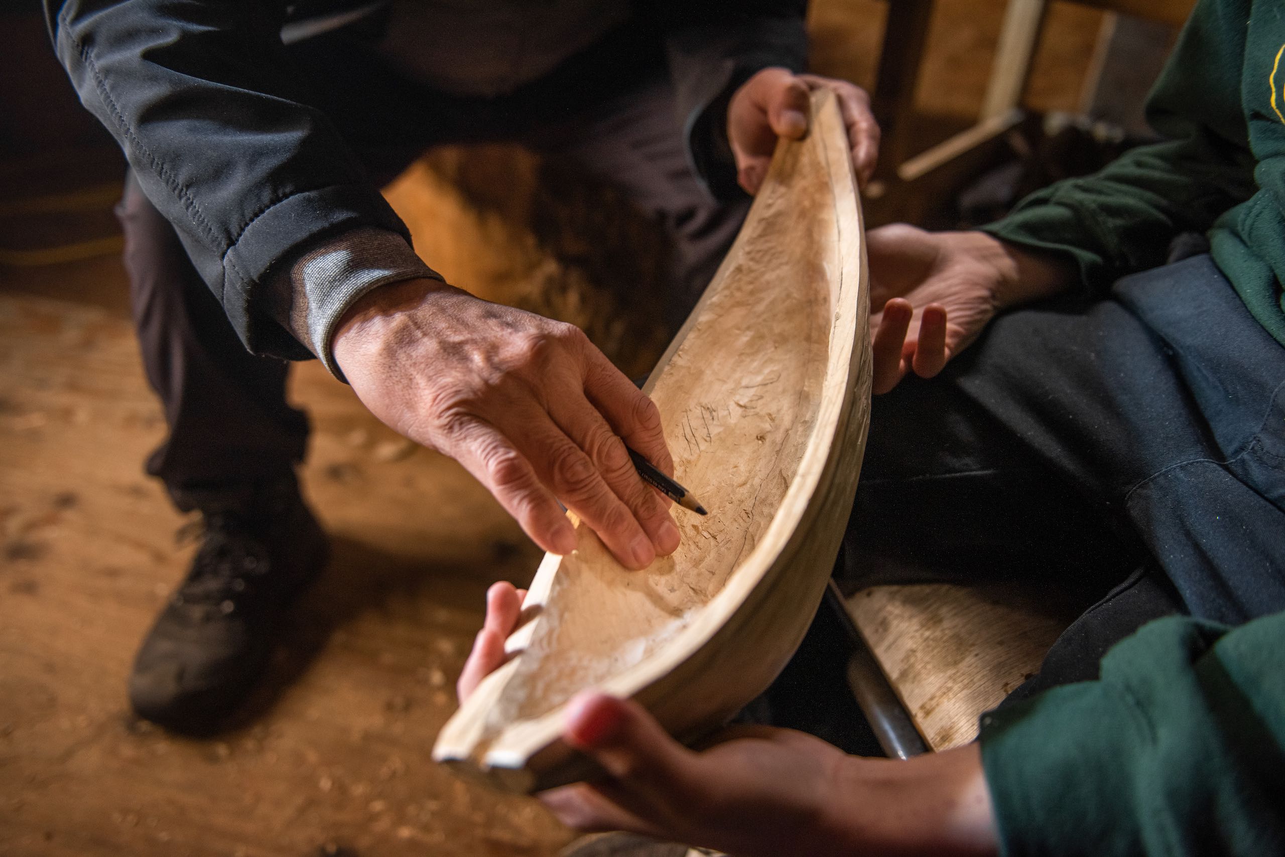 Nisga'a carver Calvin McNeil in the Laxgalts'ap Carving Shed.