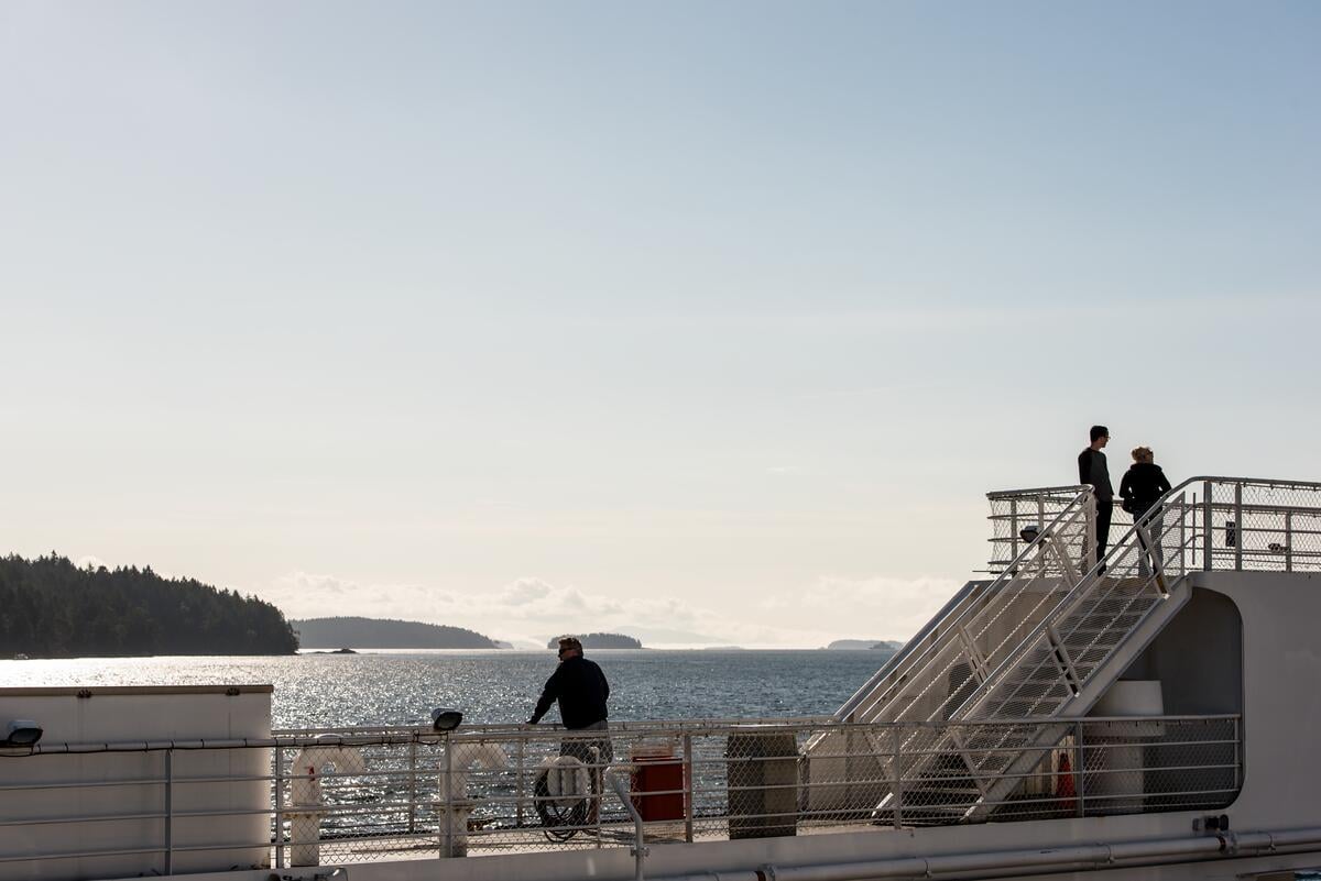 People on a BC Ferries vessel looking out over the ocean